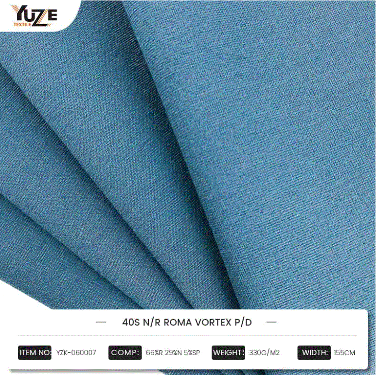 YZK-060007 40S N/R ROMA VORTEX P/D：レーヨン、ナイロン、スパンデックスの高性能ブレンドを組み合わせて、Vortex Vortex Spinningテクノロジ